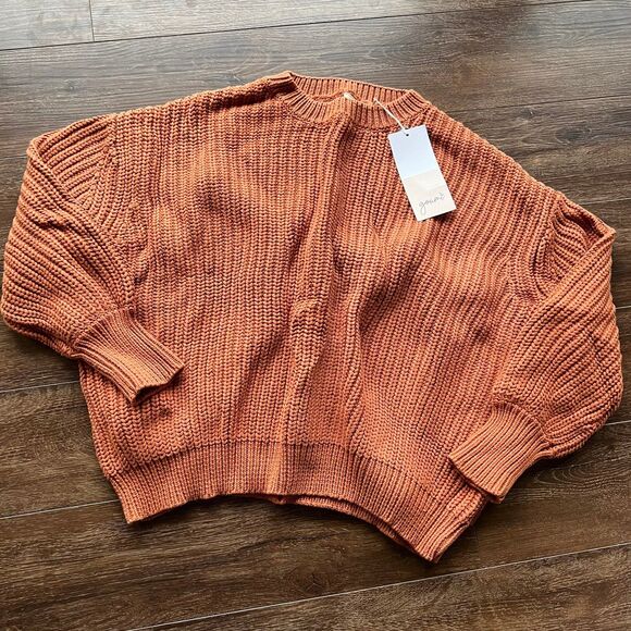 NWT Goumi Kids Womens Clay Chunky Knit Sweater SZ S/M Organic Cotton Orange - Picture 1 of 3